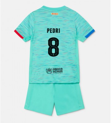 Barcelona Pedri Gonzalez #8 Tercera Equipación Niños 2023-24 Manga Corta (+ Pantalones cortos)